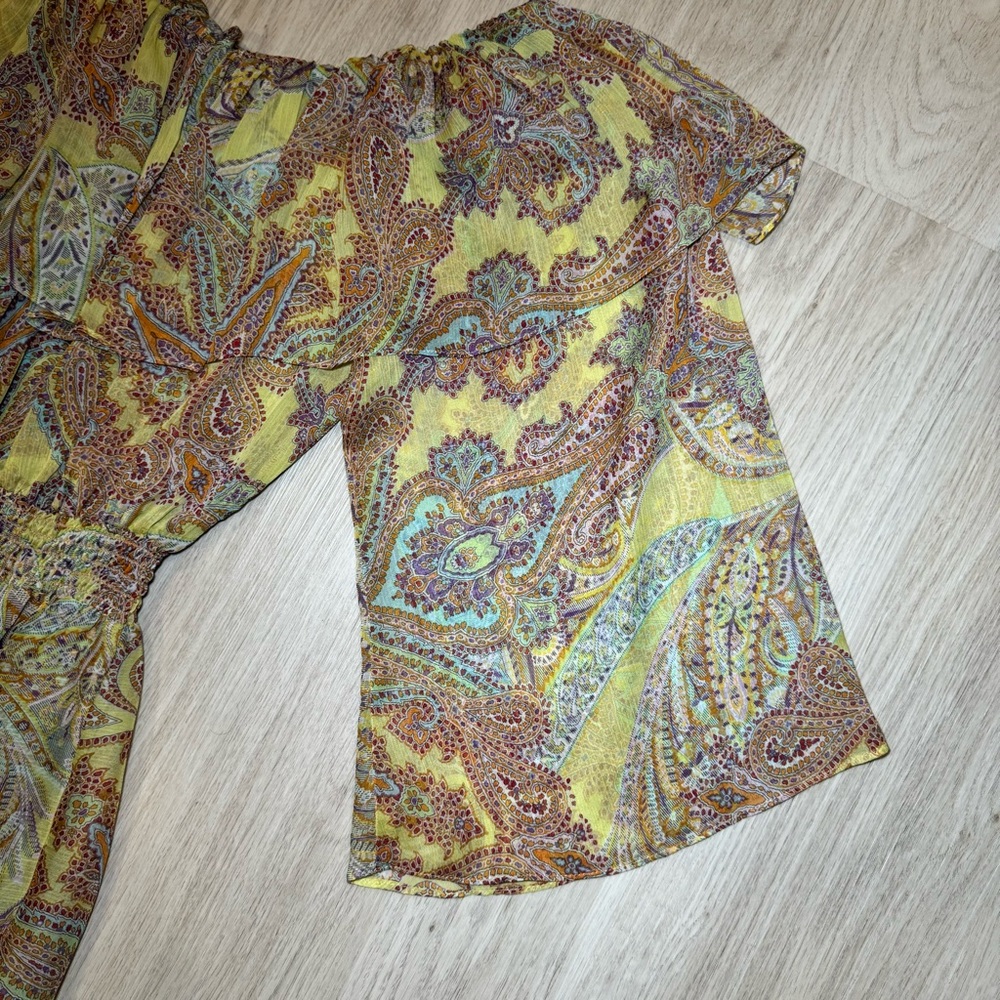 💛MISA Los Angeles💛Pamela Paisley Off Shoulder Long Sleeve Mini Dress - Picture 12 of 16